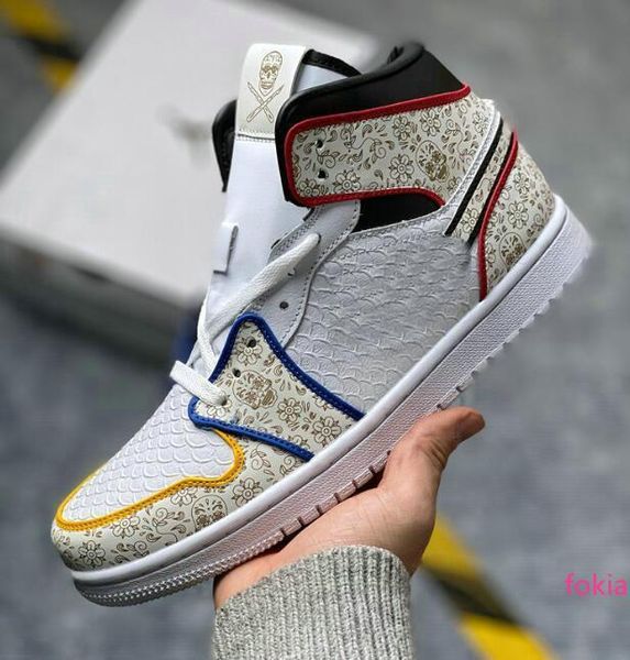 

2020 surgeon x 1 day of the dead mens basketball shoes leather snake pattern white black red yellow blue skull 3m chaussures trainers