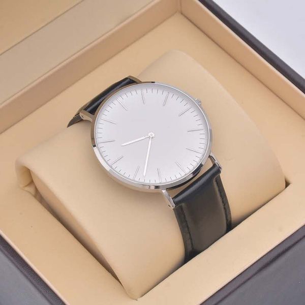 

fashion quartz watch simple silver frame white dial double needle 6mm ultra-thin waterproof watch couple, Slivery;brown