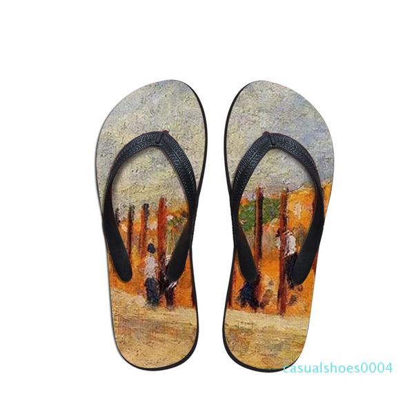 

exclusive women casual fashion slip-resistant flip flop shoes summer slippers sandals for bath soft sole flip flops 3d print c04, Black