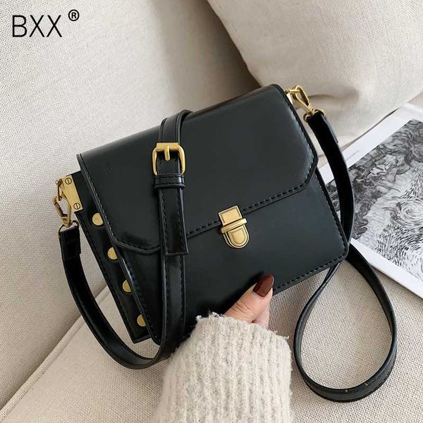 

bxx] solid color pu leather crossbody bags for women 2020 spring new shoulder messenger bag female travel lock handbags hk033