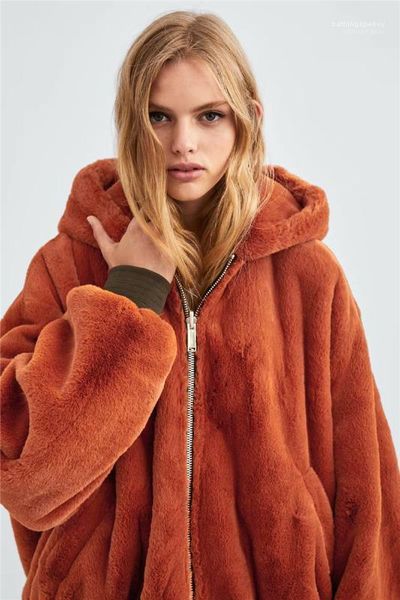 

faux fur thickened warm coat women casual long sleeve jacket winter women designer jacket fashion reversible, Black