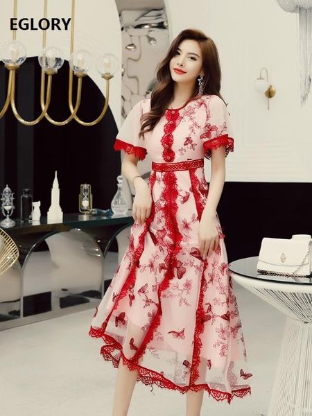 

new 2020 summer long party wedding vestidos women butterfly embroidery lace beading deco flare sleeve maxi dress xl, Black;gray