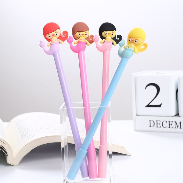 

12pcs kawaii anime mermaid gel pen fish cartoon kawai office store cute stationary school accessories thing kids girl gift