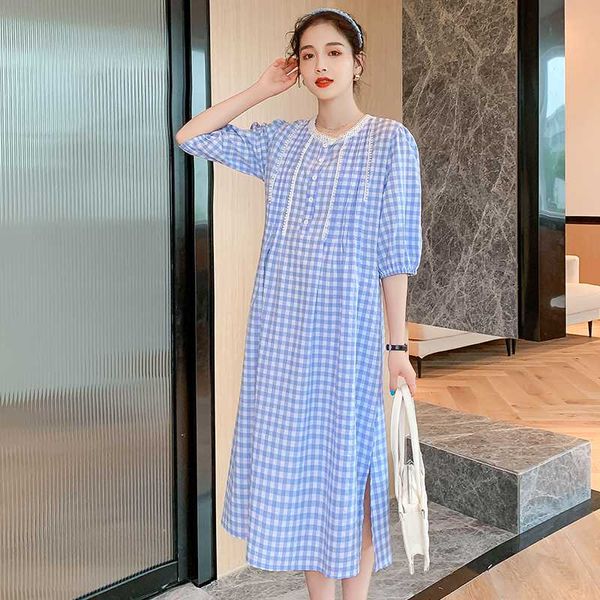 

6682# nursing maternity clothing loose stylish striped dress for pregnant women pregnancy nursing dress, White
