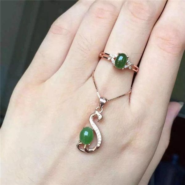 

natural jade set inlaid jewelry wholesale s925 silver postage, Black