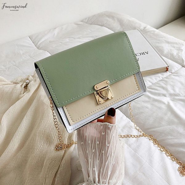 

new fashion crossbody bag for ladies pu quality puleather flaps small square bag women single shoulder chian messenger bags