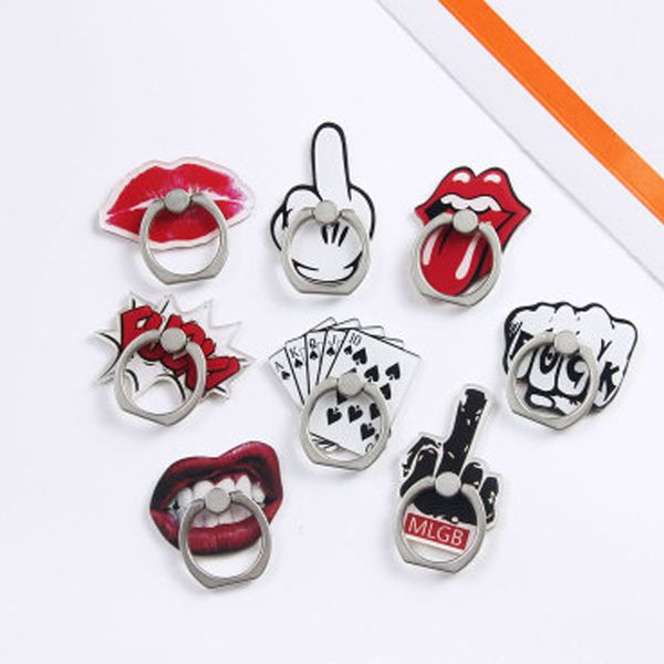 

finger ring bracket shaped cartoon lips mouth poker stand mobile phone ring buckle decorative tablet deskbracket