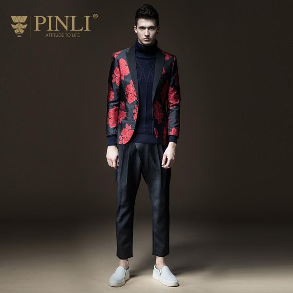 

blaser masculino for singers pinli products, autumn new men's self-cultivation, jacquard small suit, suit jacket b173306383, White;black