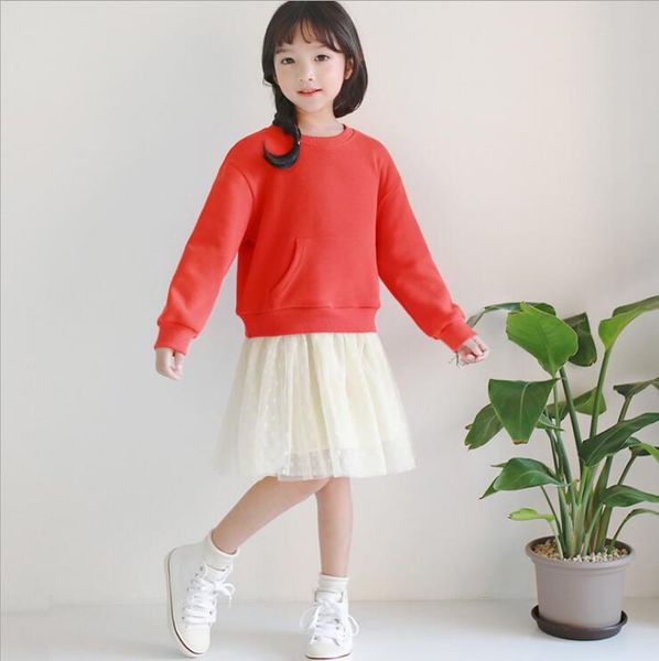 

2020 korea style girls patchwork dress cotton mesh spring girls dresses 3-8t py357, Red;yellow
