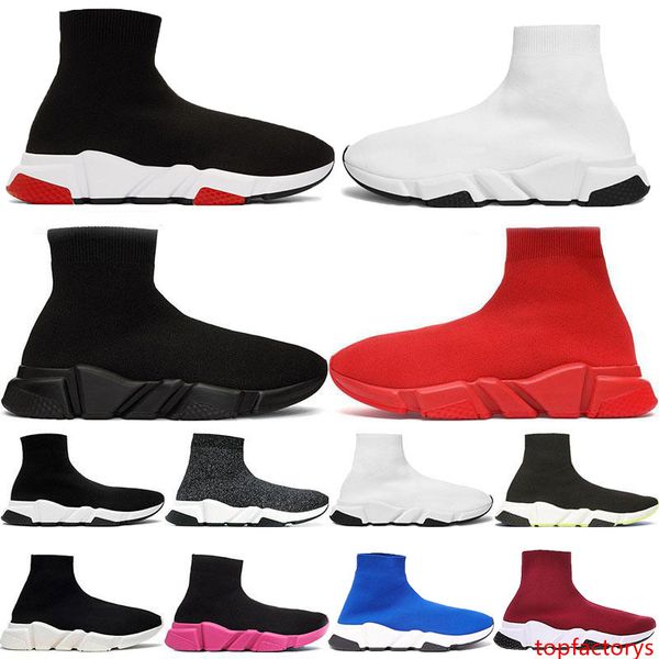 

paris luxury flat sock shoes speed boots casual sneakers black red blue white grey fashion mens women tretch knit designer trainers