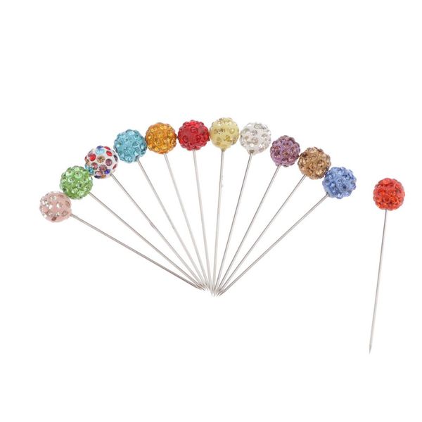 

12 pieces sewing pins 54mm glass ball head pins for dress marking, crafting, daily sewing, wedding decoration, party, ornaments, embroidery, Black
