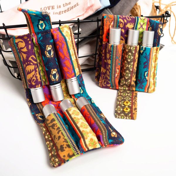 

canvas storage bag 6 grids storage case for 10ml essential oil rolling bottle travel portable carrying holder
