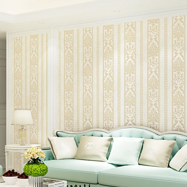 

good quality european non-woven wallpaper 3d stereo bedroom living room sofa tv background wall simple modern vertical stripes wall paper