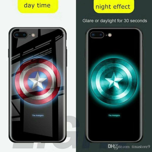 

1p marvel avengers luminous tempered glass case for samsung s10 s9 s8 note 10 9 8 p cover eshop