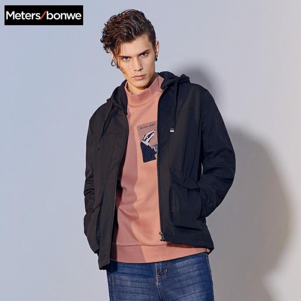 

men's jackets metersbonwe 2021 spring casual male fashion hooded jacket men overcoat sports streetwear, Black;brown