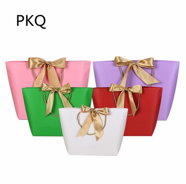 

21*7*17cm large size kraft paper gift bag with handles gold present box for party wedding packaging bag gold handle paper box
