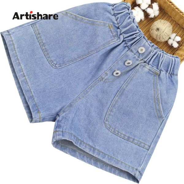 

girls short jeans solid color summer jeans kids girl mid wiat children's teenage children's clothing 6 8 10 12 14, Blue