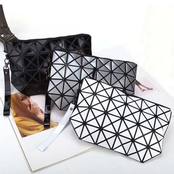 

fashion geometric triangle rhombus fold over square mosaic clutch new women solid color folding bag casual mobile phone bags