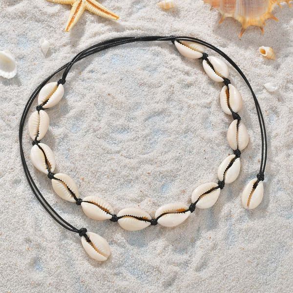 

oly2u boho classic black rope chain sea shell choker necklaces for women girls 2019 pulseras accesorios mujer, Golden;silver