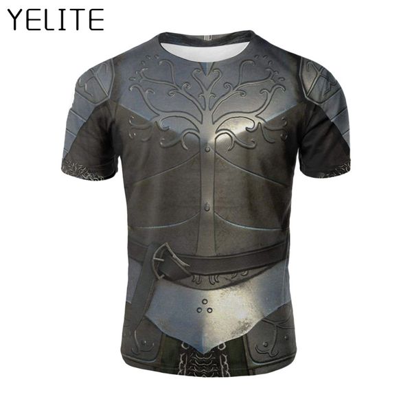 

yelite 2019 ancient roman warrior battlegear armor sleeve summer t-shirt 3d print t shirt novelty tshirt male selling, White;black