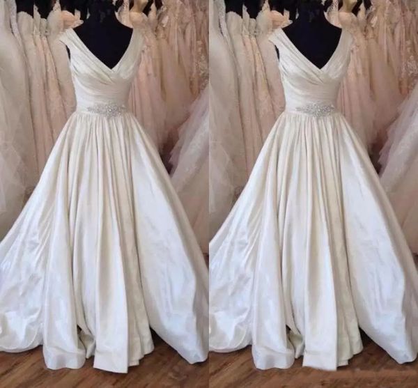 

2019 Deep V Neck Wedding Dresses Spaghetti Straps Appliques Long Train Summer Boho Bridal Gowns Custom Made with Veil Vestidos De Novia