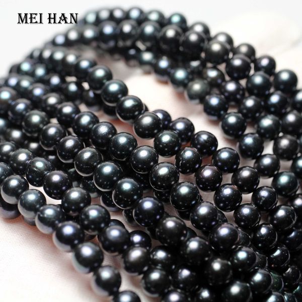 

1 strand/set) 6-6.8mm pearl black color beads for jewelry making diy necklace wholesale