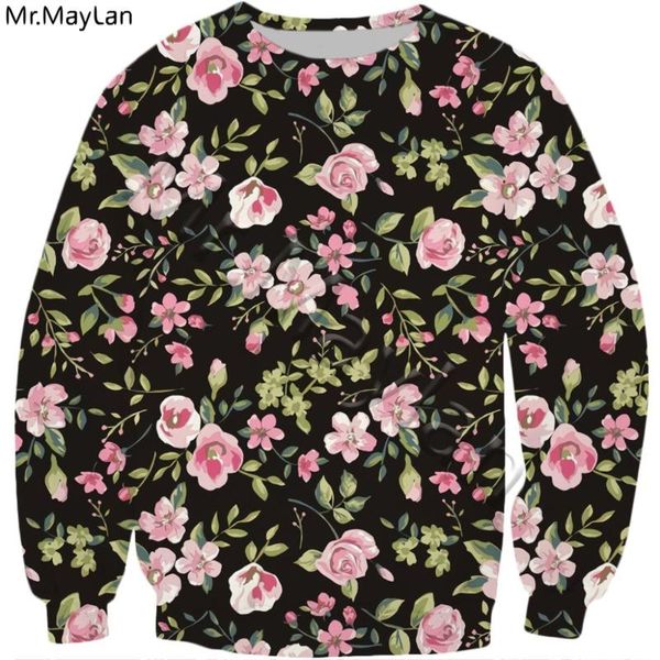 

men's hoodies & sweatshirts high-end luxury pink flowers 3d print streetwear girls black outwear clothes mans fashion