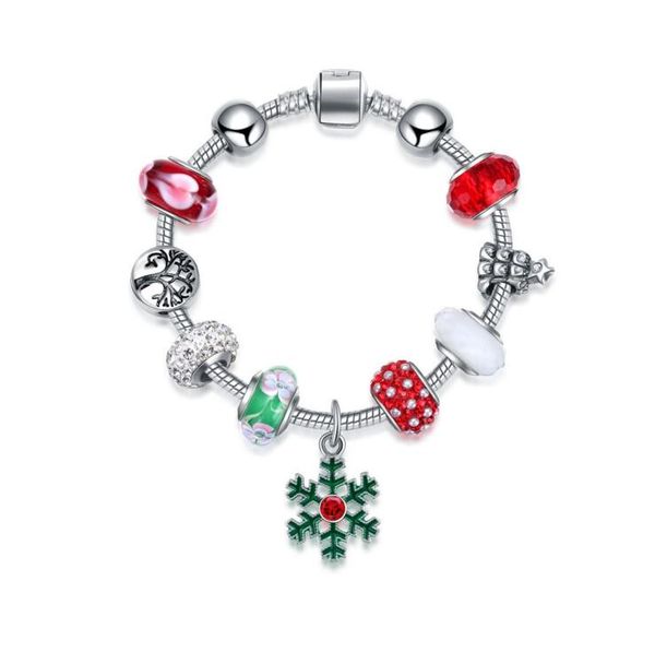 

wholesale european style vintage crystal authentic silver charms beads bracelets fit european bangle christmas gift for womens and girls, Black