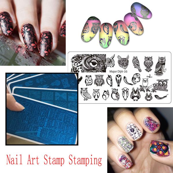 

1 pcs diy nail art stamp stamping plates 6*12cm stainless steel nail template manicure stencil tools, White