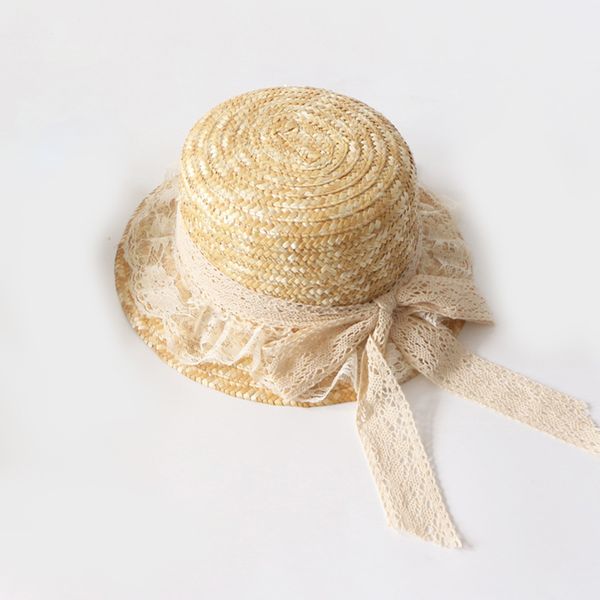 

2019 summer sun hats new women casual bowknot lace ribbon straw hats visor cap for holiday and seaside girl beach cap, Blue;gray