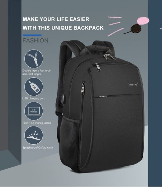 

tigernu anti вызывающего обрастание рюкзак водостойкий с usb зарядным для 15,6 ноутбука мужчины женщины mochilas 2019 new отдыха рюкзаков