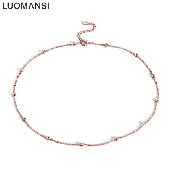 

luomansi classic fashion round bead short necklace simple quality clavicle necklace women engagement jewelry accessory wholesale, Silver