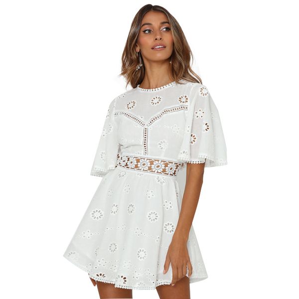 

взрывной стиль европейское и американское хлопчатобумажное вышитое кружевное платье с сексуальной юбкой без воротника без спинки, Black;gray