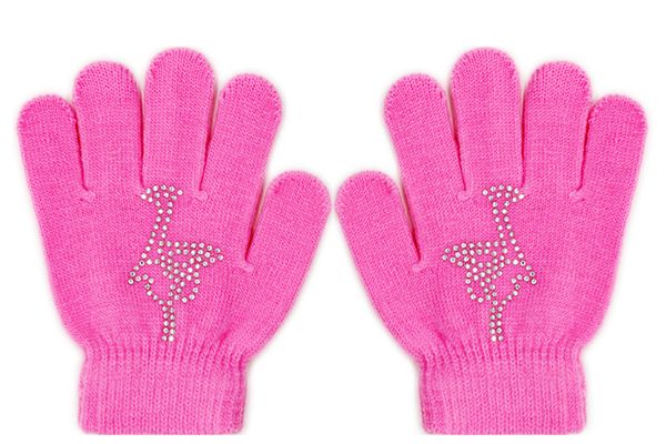 

colorful magic figure skating wrist gloves warm hand protector thermal safety for kids girls skates rhinestone random style