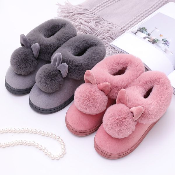 

women house boots winter lovely ears soft cotton warm shoes women snow ankel boots casual indoor outdoor botas mujer, Black