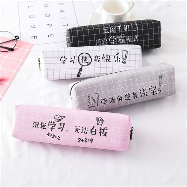 

kawaii simple chinese trendy words pen bag box for kids gift cosmetic stationery pouch school stationery supplies