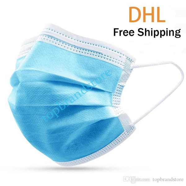 

dhl 50pcs disposable masks 3-layer non-woven masks non-woven anti-dust antibacterial earring shopping breathing safety masks
