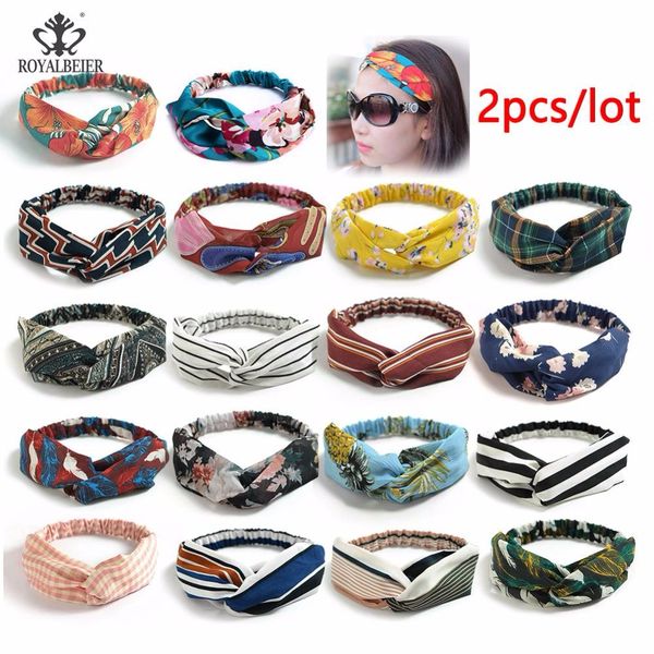 

women hair turbans fashion headwrap fabric cross knotted bows headband floral elastic hair band korea mesh headgear accessories