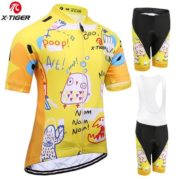 

x-tiger summer kids cycling set children short sleeve cycling jerseys uniform boys girls breathable bike jersey set, Black;blue