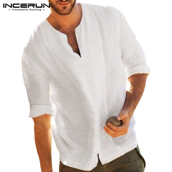 

shirt style v-neck casual tee t chinese cotton men sleeve hombre solid camisetas loose vintage men shirt retro t-shirt ngukc, Black