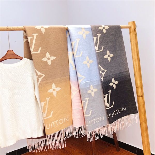 

2019 women winter cashmere scarf letter design famous vintage big blanket brand scarf designneck warm women's christmas scarf, Blue;gray
