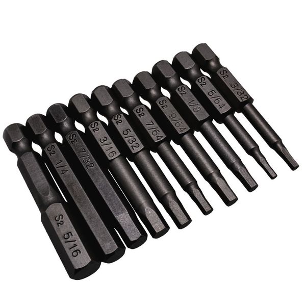 

10 pcs magnetic hexagon screwdriver bit s2 steel 1/4 inch hex shank screw drivers set 50mm length h1.5-h8 tools accessories