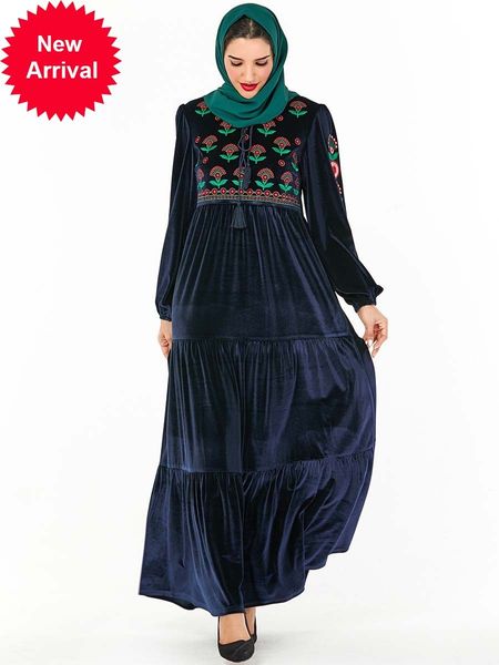 

mc209249 navy 9250 blue 9251 purple casual embroidered dress (no headscarf) robes arabic muslim islamic gamis vestidos musliman, Red