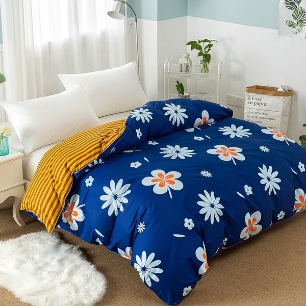 

blue flower printed duvet cover 100% cotton quilt cover comforter with zipper 160*210cm/180*220cm/200*230cm/220*240cm