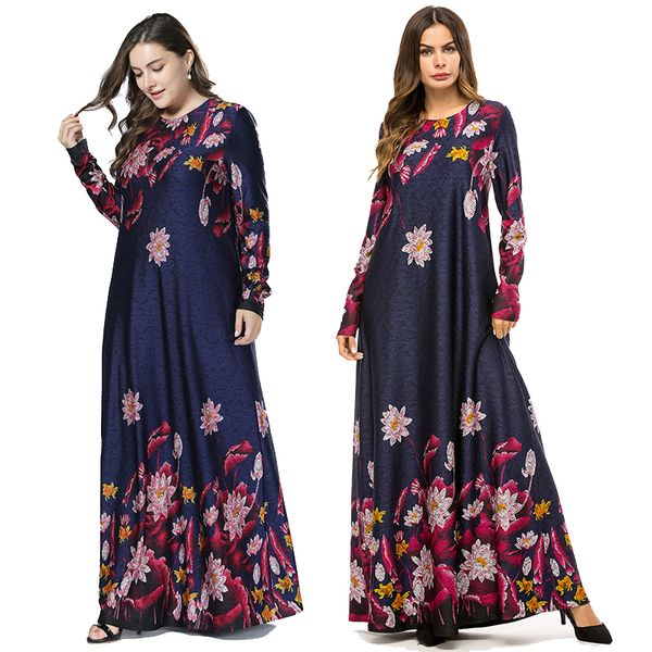 

vestido 2019 uae kaftan abaya arabic knit floral hijab muslim dress women robe dubai musulmane longue turkish islamic clothing, Red