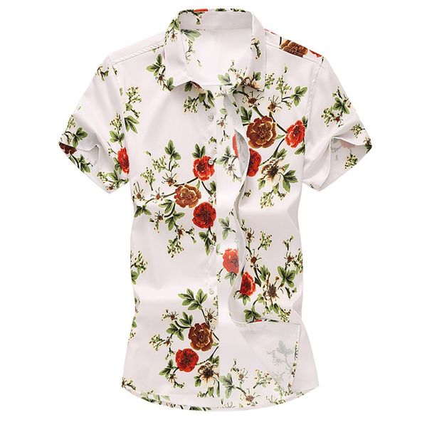 

2020 new mes shirt short sleeves floral shirts men casual breathable for men flower printing dropshipping, White;black