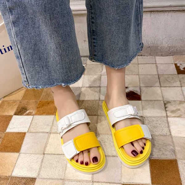 

shoes woman 2020 sneaker women home slippers casual platform pantofle med flat summer new rome slides pu fabric rubber, Black