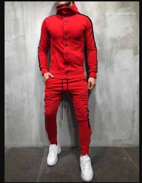 

толстовки кнопки дизайн 2 шт. комплекты одежды модные костюмы костюмы сплошной цвет мужские спортивные костюмы дизайнер хип-хоп полосатые бр, Gray