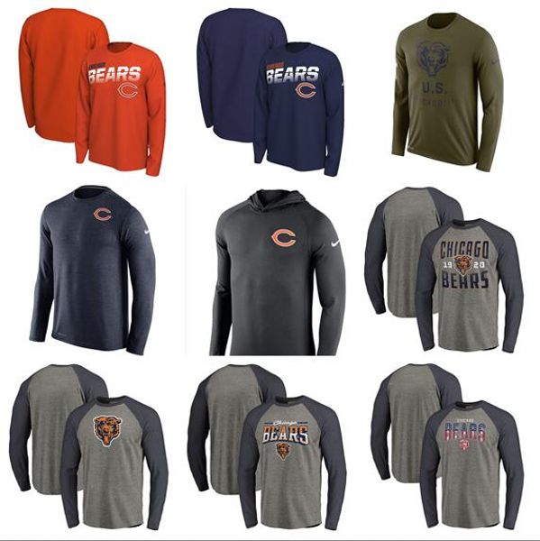 

2019 style chicago men bears salute to service -fit pro line by fanatics branded iconic color blocked long sleeve t-shirt-olive white, Blue;black