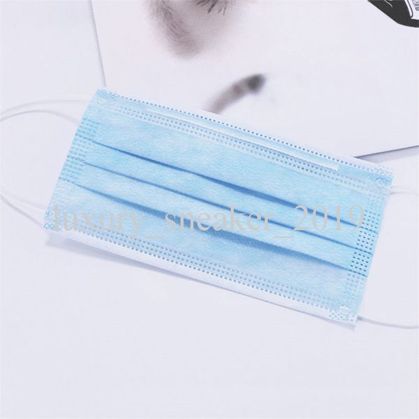 

2020 fast ship disposabl earloop pm2.5 facial masks 3-layers non-woven pm2.5 protective face mask blue anti-dust proof part
